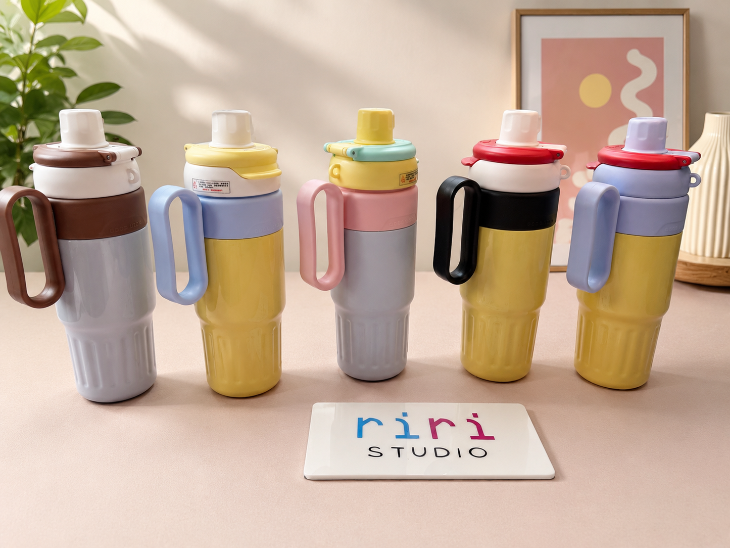 Pastel Insulated Travel Mug with Handle & Flip Straw Lid – 750ml