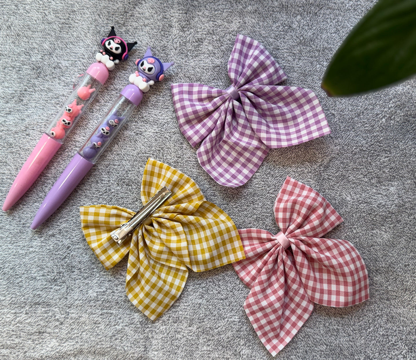 Cute Gingham Bow Hair Clips – Soft Cotton Checkered Bows (Pastel Collection)
