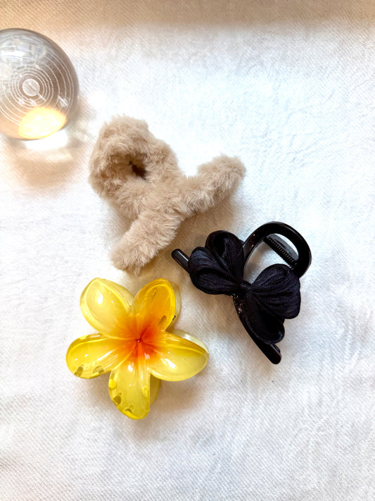Soft Glam Hair Claw Clip - Combo (3 Pcs)