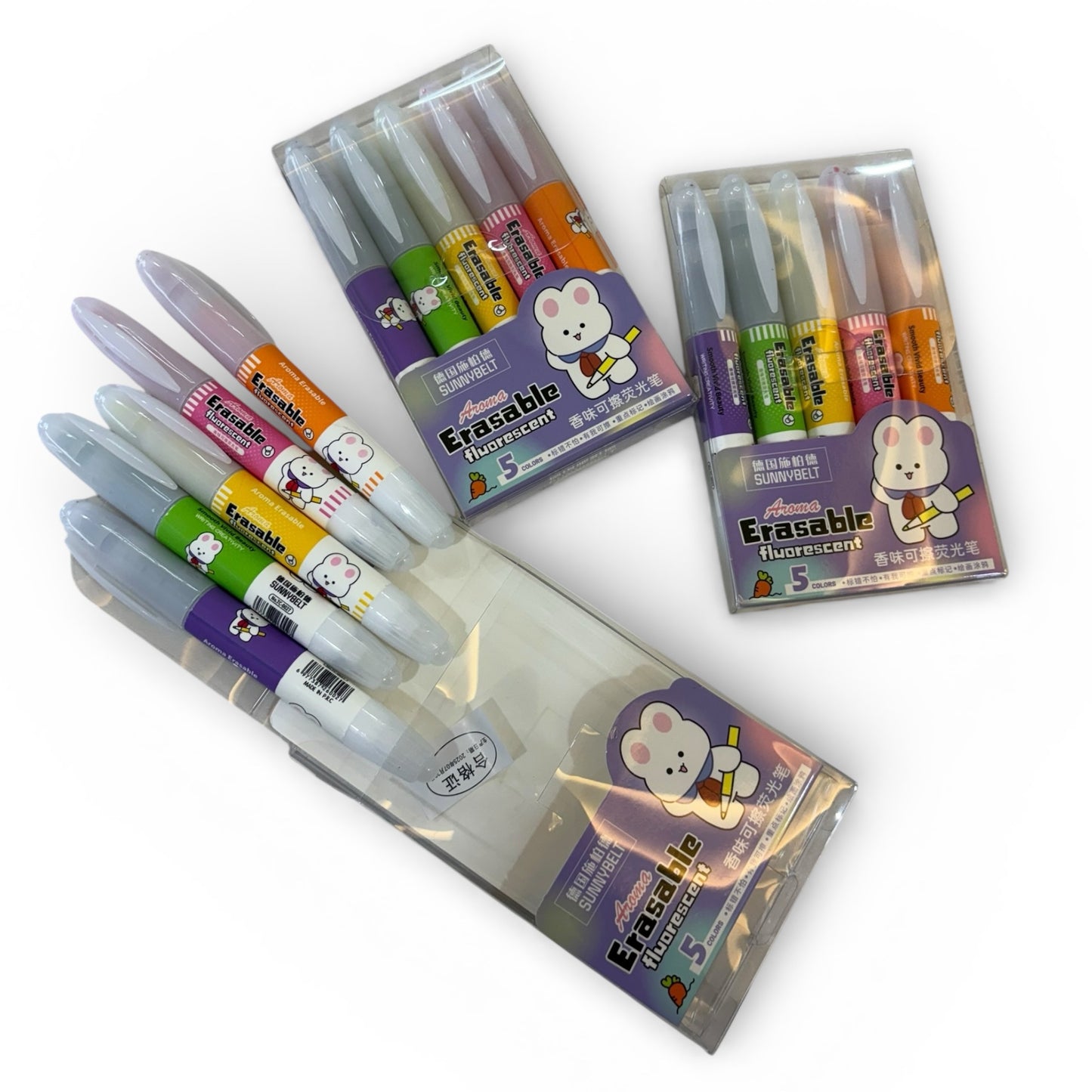 Aroma Fluorescent Erasable Highlighter Set β 5 Colour Pack