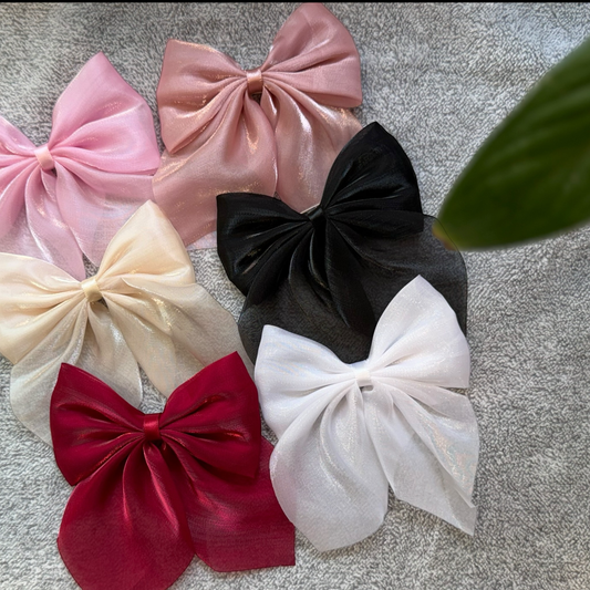 Elegant Sheer Organza Bow Hair Clips
