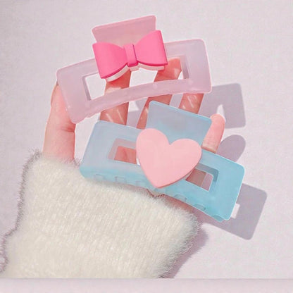Pastel Charm Hair Claw Clips - Hear and Bow Collection