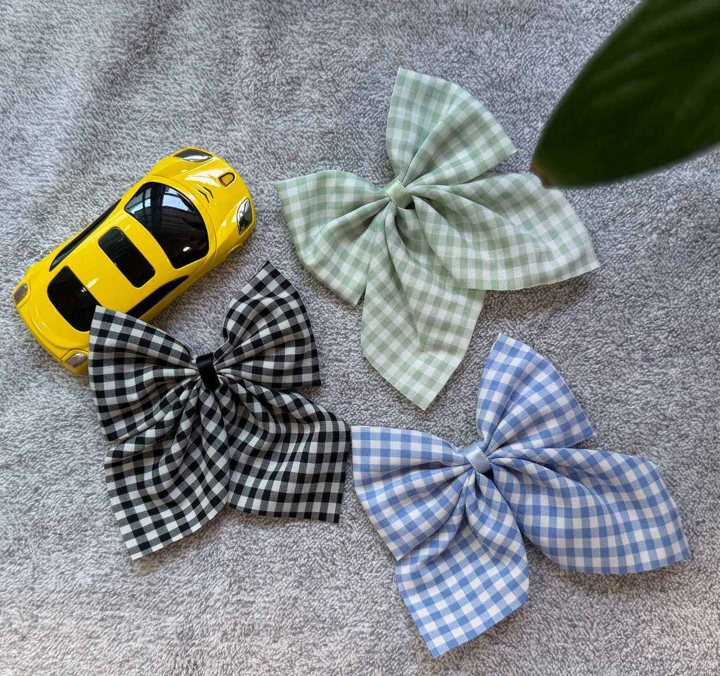 Cute Gingham Bow Hair Clips – Soft Cotton Checkered Bows (Pastel Collection)