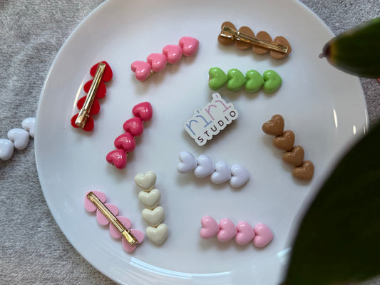Mini Heart Hair Clips Set – Glossy Finish | Cute Everyday Styling
