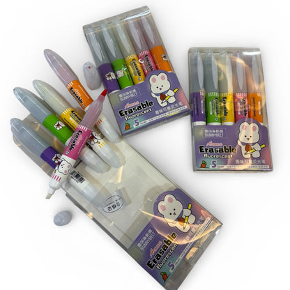 Aroma Fluorescent Erasable Highlighter Set – 5 Colour Pack