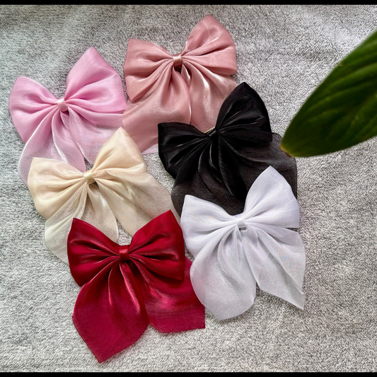 Elegant Sheer Organza Bow Hair Clips