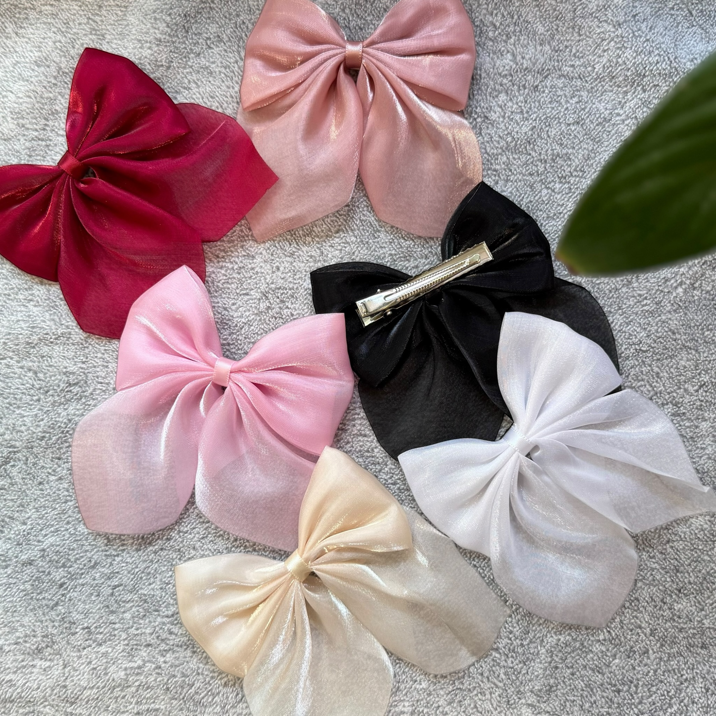 Elegant Sheer Organza Bow Hair Clips
